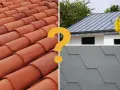 Vilket av dessa olika takmaterial passar bäst? Rött tegel, grå plåt eller grå shingel?