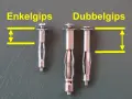 Två typer av expander för att skruva i gips utan plugg: enkelgips och dubbelgips.