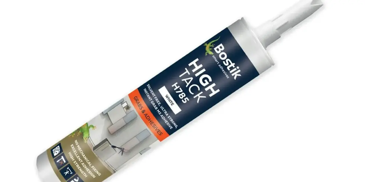 Bostik High Tack H785-tub med starkt lim. Perfekt för montering utan spik. Ger utmärkt fäste och hög styrka.