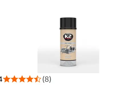 En burk K2 zink spray med en bild av ett bilchassi. Skyddar mot rost.