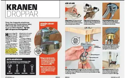 En droppande kran kan vara irriterande. Bilden visar hur du fixar en läckande blandare själv.