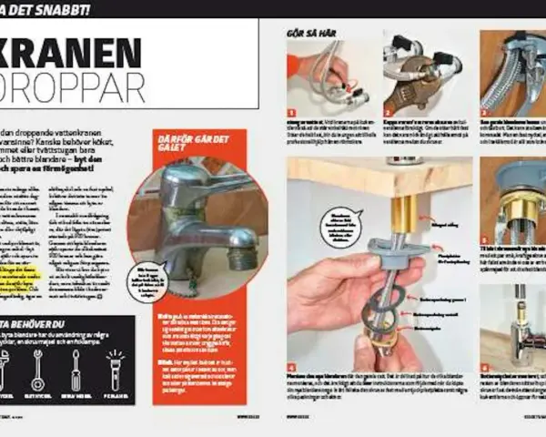 En droppande kran kan vara irriterande. Bilden visar hur du fixar en läckande blandare själv.
